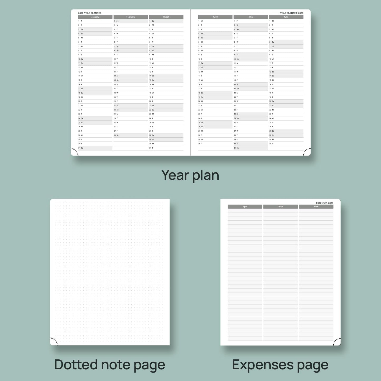 POPRUN Planner 2025-2026 (Large - 8.5'' x 10.5'') Academic Weekly Calendar (July 2025 - June 2026) with Hourly Time Slots, Monthly Tabs, 100GSM Thick Papers, Leather Soft Cover - Grey