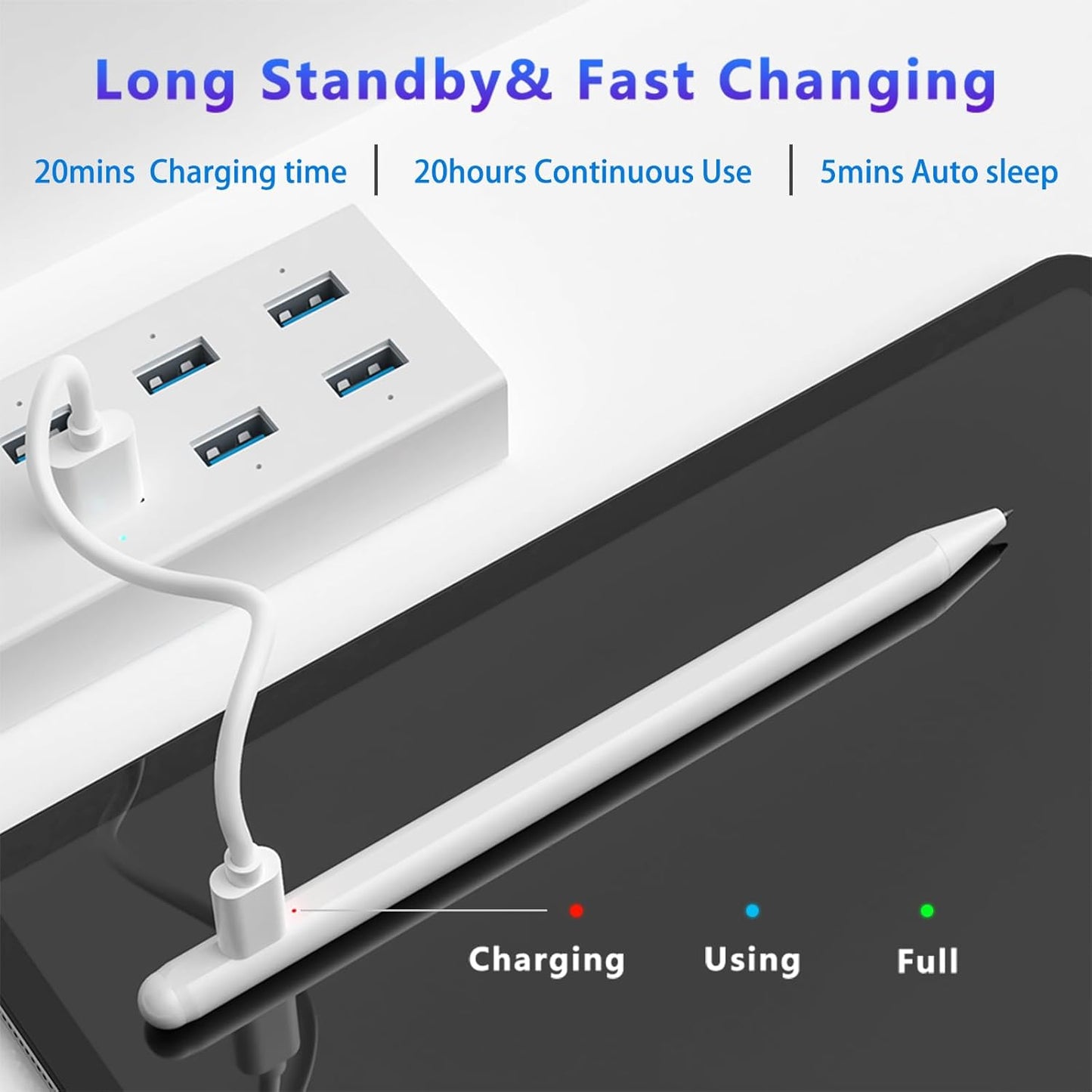 Stylus Pen for iPad (2018-2025) with Fast Charging & Palm Rejection, Pencil for Apple iPad 11th A16/10/9/8/7/6th, Pro 11“13”M4/12.9 inch, Air 11/13 inch M3 2025&M2 2024/5/4/3rd, Mini A17 Pro/6/5th