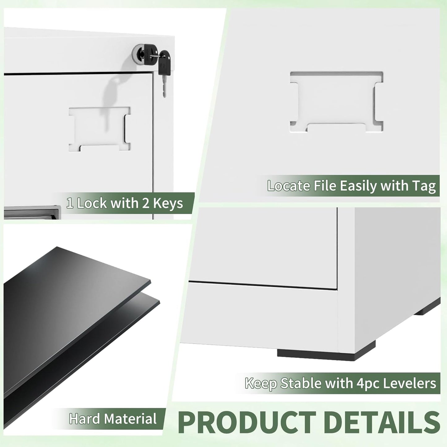 3-Drawer Locking Vertical File Cabinet, Metal Storage Cabinet for Office/Home – Secure Vertical Filing for Letter/Legal/A4/F4 Documents, Easy to Assemble Steel Cabinet (White, 3 Drawer-15W)