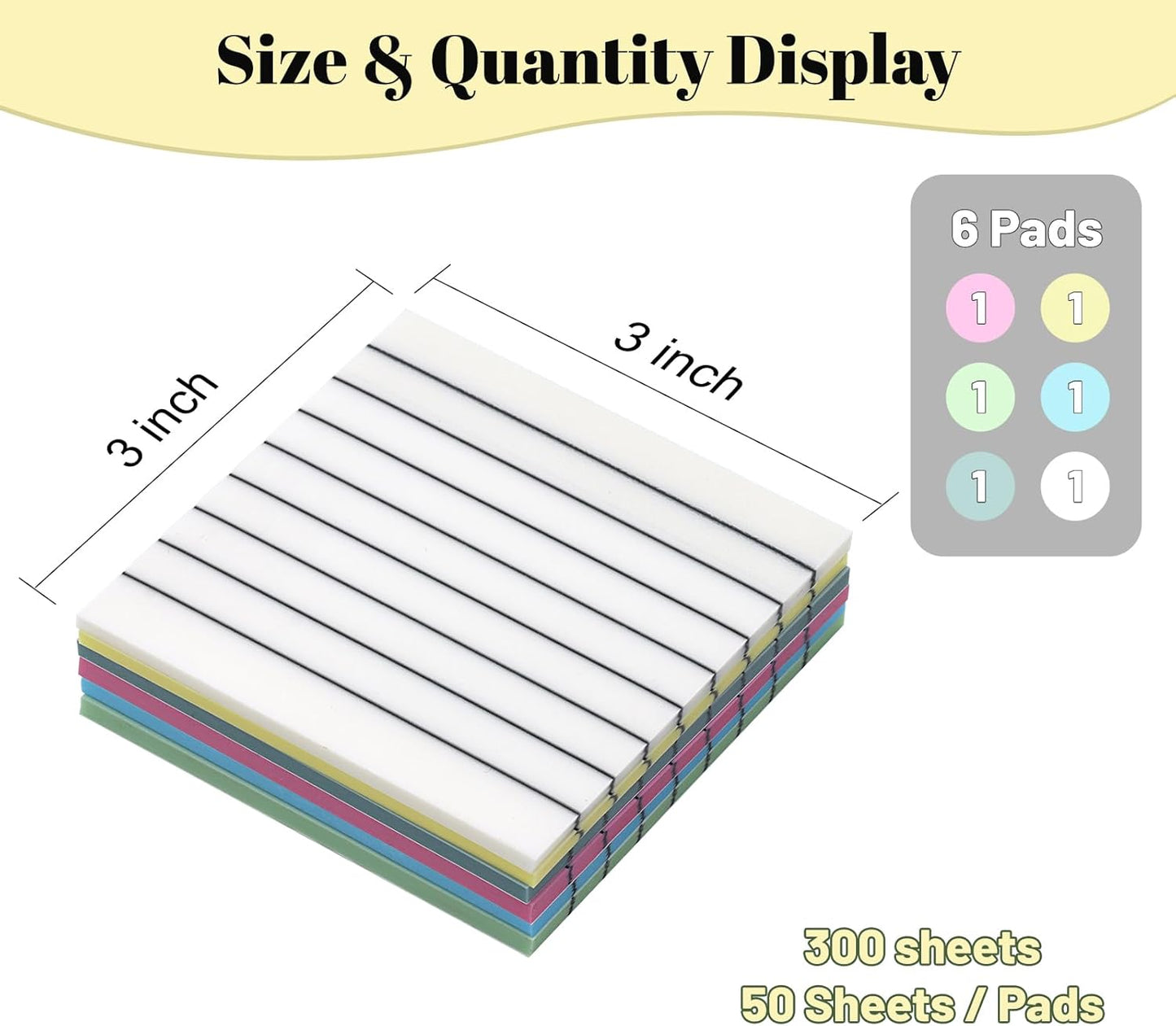 3x3 Inch Transparent Sticky Notes 300 Sheets, Clear Translucent Lined Self-Adhesive Memo See Through Reminder Pad for Office School Students Planners Journals Biblie Supplies (Lavender)