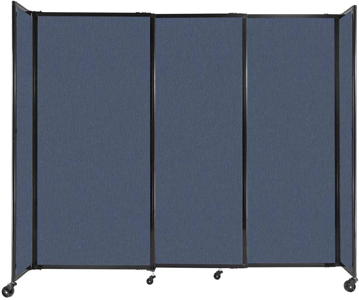 Versare Straightwall Sliding Portable Wall Partition | Freestanding Office Dividers | Locking Wheels | Temporary Room Separator | 7'2'' Wide x 6' Tall Ocean Fabric Panels