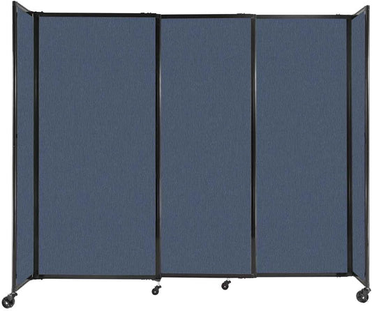 Versare Straightwall Sliding Portable Wall Partition | Freestanding Office Dividers | Locking Wheels | Temporary Room Separator | 7'2'' Wide x 6' Tall Ocean Fabric Panels