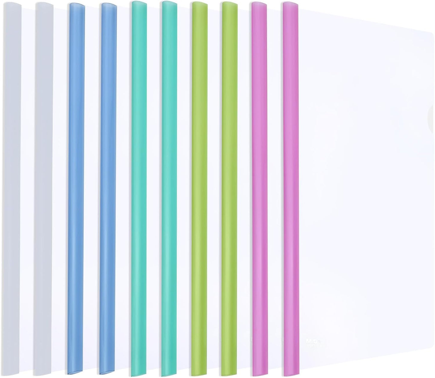 M&G 10 Pack Report Covers with Sliding Bar, 8mm Clear Report Covers for A4 and Letter Size Paper, 60 Sheet Capacity, Presentation File Folder Document Binder for School Office (Colored Sliding Bar)