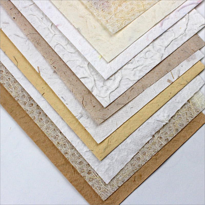 Textured Handmade Paper Sheets for Crafts, A5 Thick Rough Mulberry Recycled Scrapbook Papers for Card Making, Mixed Media, Embossed, DIY Junk Journals, Art Journaling Decorative Materials
