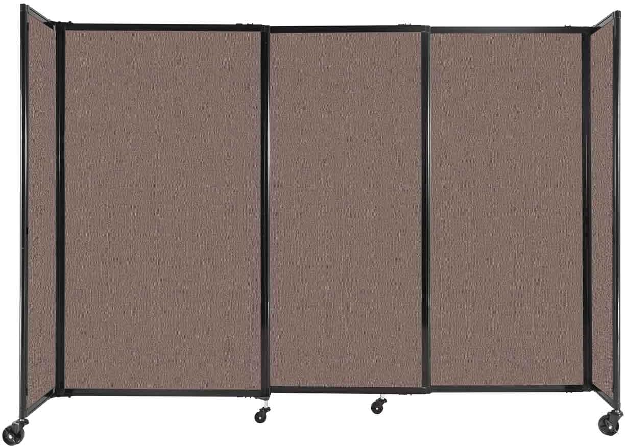 Versare Straightwall Sliding Portable Wall Partition | Freestanding Office Dividers | Locking Wheels | Temporary Room Separator | 7'2'' Wide x 5' Tall Latte Fabric Panels