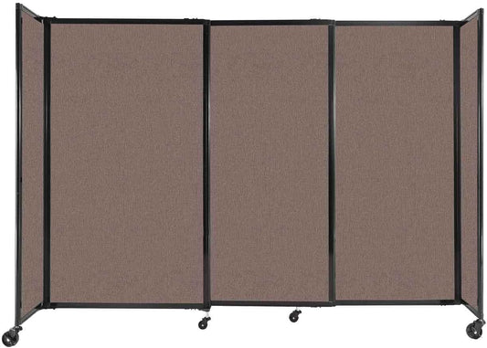 Versare Straightwall Sliding Portable Wall Partition | Freestanding Office Dividers | Locking Wheels | Temporary Room Separator | 7'2'' Wide x 5' Tall Latte Fabric Panels