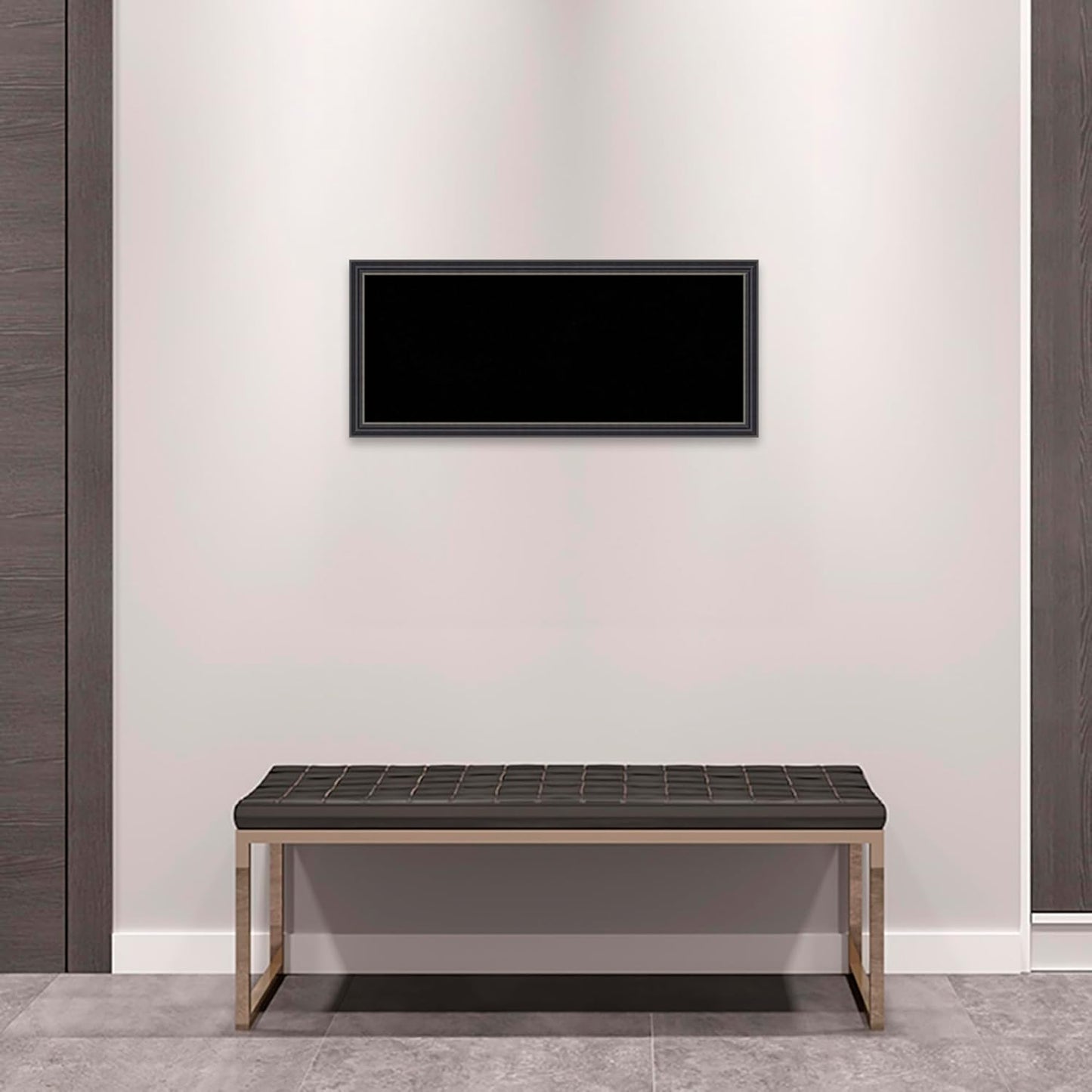 Amanti Art Black Cork Board for Wall, 14x32 Vision Board with Black Wood Frame, Medium Corkboard Office Decor for Home Organization, Traditional Corkboard Pinboard to Display Items for Home