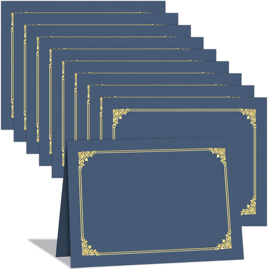 HAUTOCO 10 Pack Certificate Holders, Navy Blue Diploma Holders, Document Award Covers Certificate Folders with Gold Foil Border for 8.5x11 Letter Size
