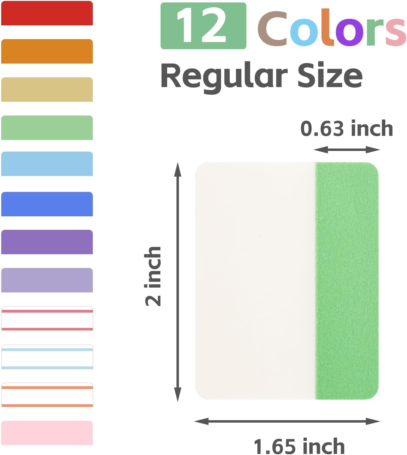 KICNIC Sticky Tabs 480 Pcs 2Inch, Pastel Book Tabs, Adhesive BOPP Page Tabs, Transparent Annotation Labels, Tabs for Notebooks, Small Markers for School, College, Office (12 Colors)