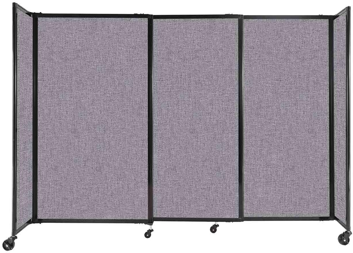 Versare Straightwall Sliding Portable Wall Partition | Freestanding Office Dividers | Locking Wheels | Temporary Room Separator | 7'2'' Wide x 5' Tall Cloud Gray Fabric Panels