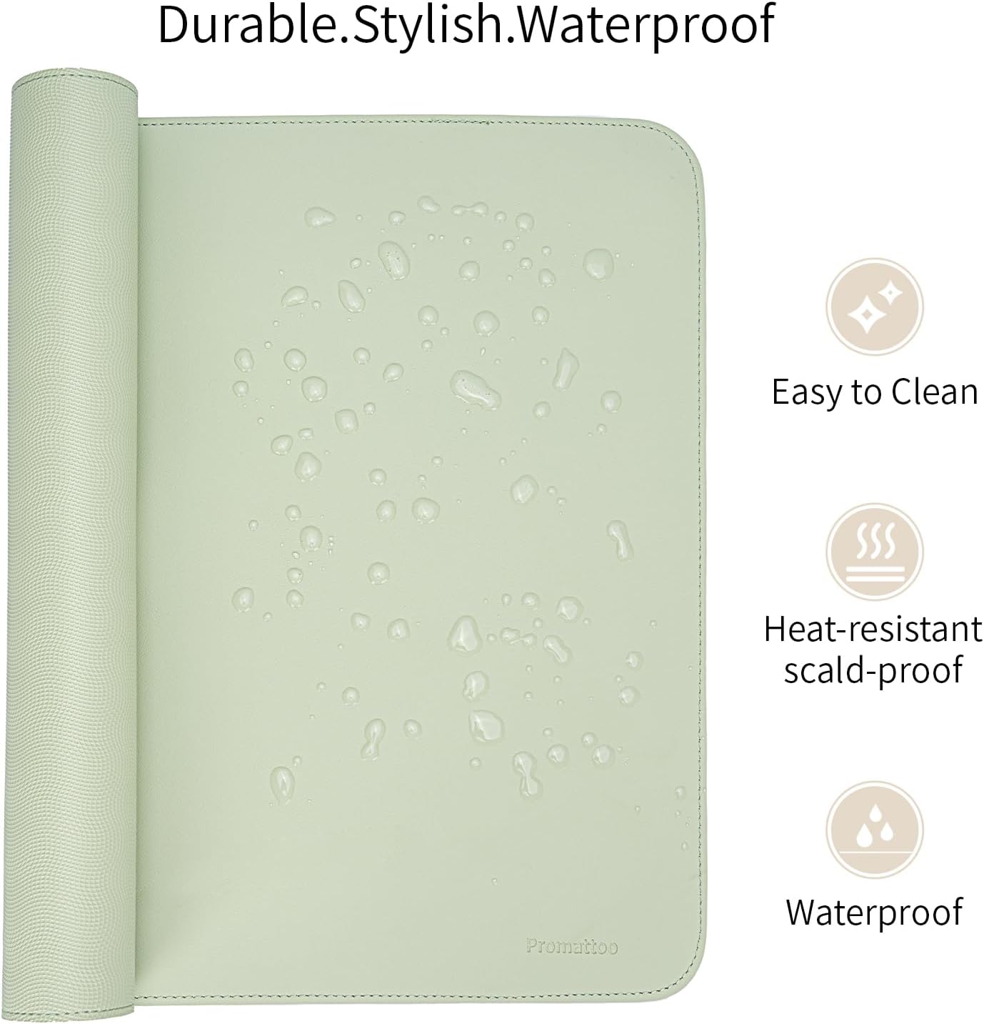 Oversized Non-Slip Desk Pad Protector – Grips Desk Firmly, Anti-Slip Like You've Never Seen! Vegan Leather Waterproof Laptop Mat for Keyboard & Mouse – Large Office Pad– Matcha Green