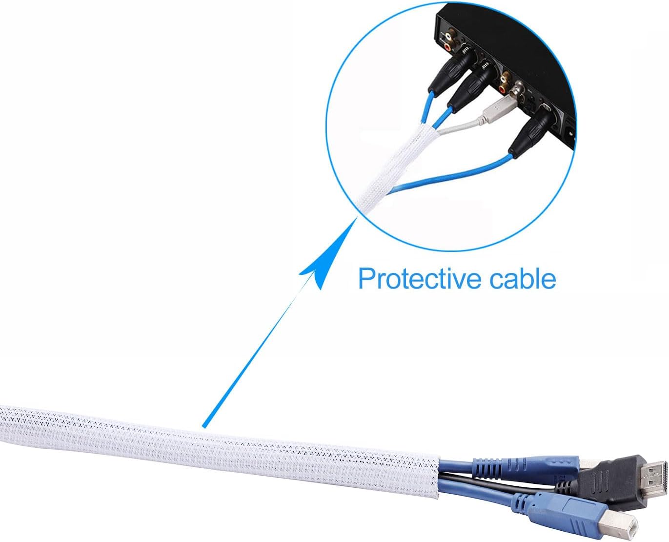 1/4" x25ft Split Sleeve Wire Loom Tubing - Cat-Proof Cord Protector for USB, Power, Audio/Video Cables | Chew-Resistant Cable Sleeve | Easy Install, White