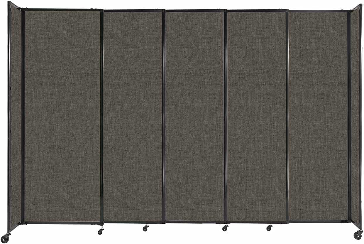 Versare Straightwall Sliding Portable Wall Partition | Freestanding Office Dividers | Locking Wheels | Temporary Room Separator | 11'3" Wide x 7'6" Tall Mocha Fabric Panels