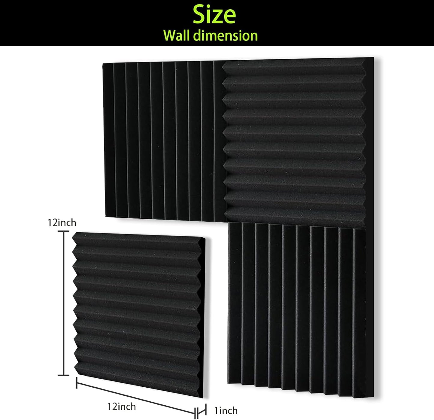 24 Pack Sound Proof Foam Panels for Walls 12x12x1 Inches, Self-Adhesive Wedges Acoustic Panels Sound Absorbing, Acoustic Foam Panels for Recording Studio, Home, Office