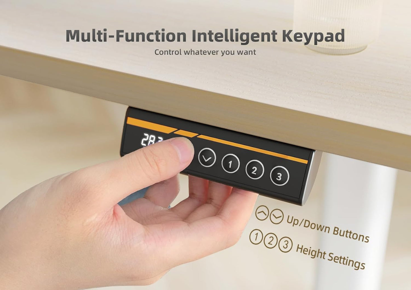 YDN Standing Desk, Height Adjustable Computer Desk with Keyboard Tray, 48 Inch Natural Ergonomic Desk for Home Office and Gaming