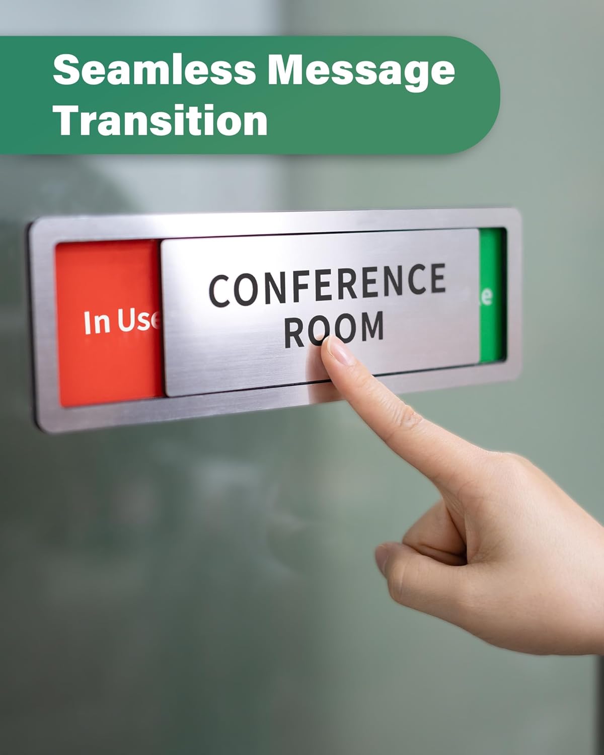 Conference Room Office Door Signs Do Not Disturb, In Use/Available Slider Sign for Home Office Wellness Conference Vacant Occupied Privacy Sliding Door Sign，Brushed Silver