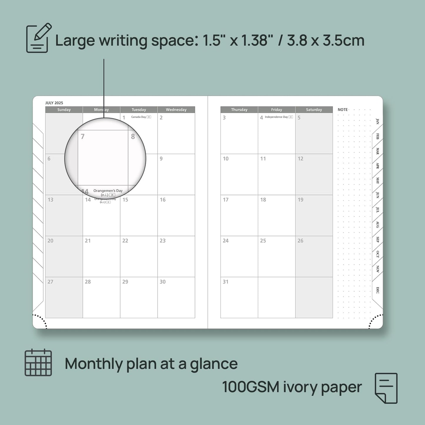 POPRUN Planner 2025-2026 (Medium - 6.5'' x 8.5'') Academic Weekly Calendar (July 2025 - June 2026) with Hourly Time Slots, Monthly Tabs, 100GSM Thick Papers, Leather Soft Cover - Brown