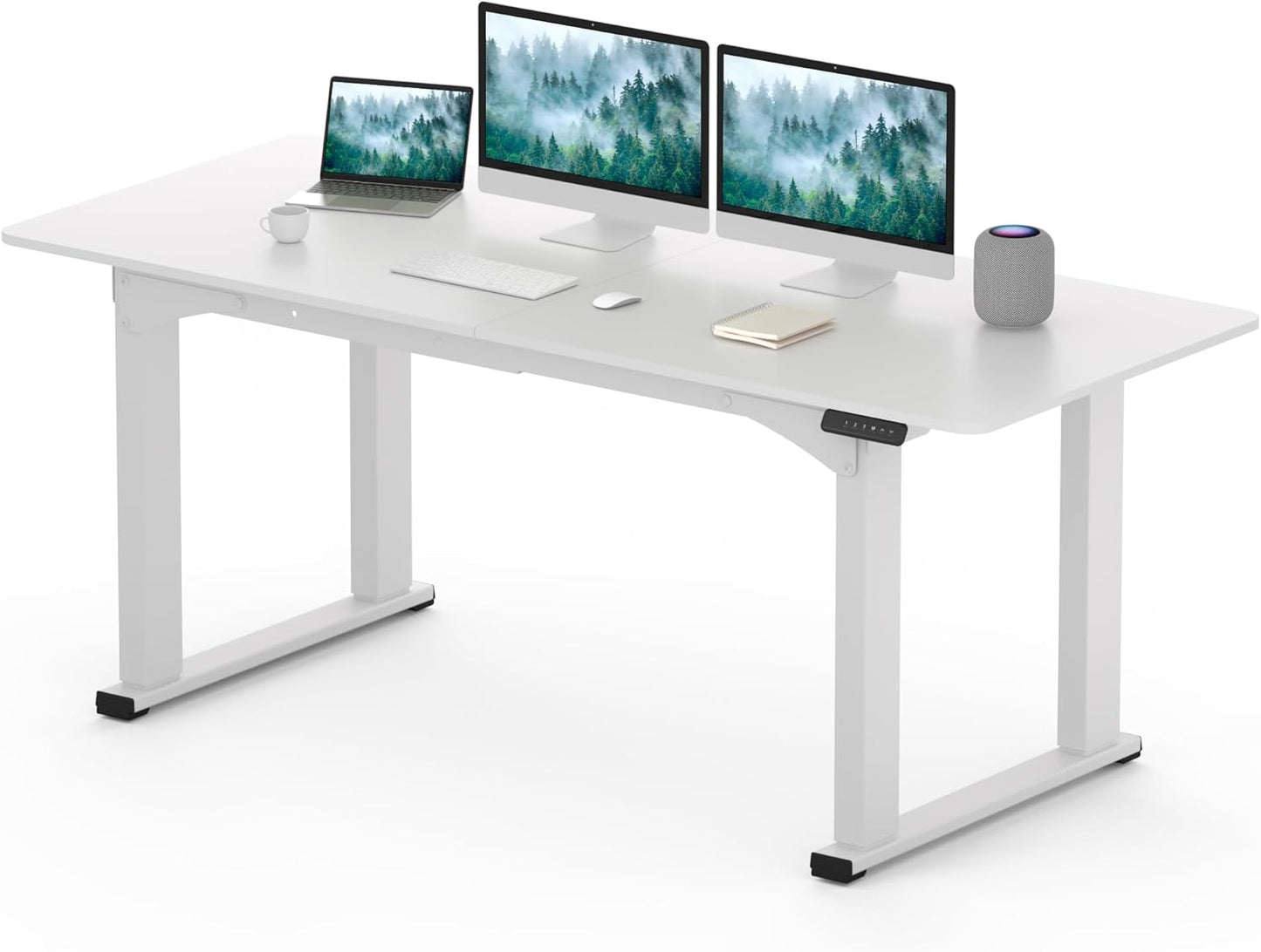 SANODESK 4-Leg Standing Desk, Electric Height Adjustable Desk with Memory Presets for Home Office, Stand up Desk Computer Workstation, 71x32 Inches White