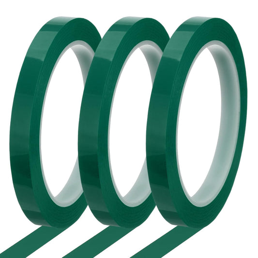 MECCANIXITY Whiteboard Tape 3/8" x 72 Yard Pinstripe Graphic Chart Line Grid Marking Tapes for Classroom Office Dry Erase Board Art, Green, Pack of 3