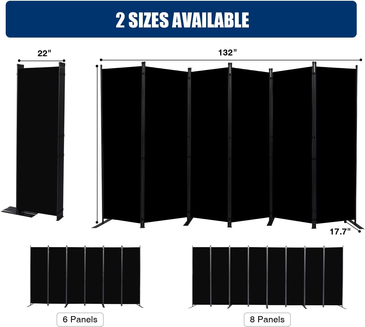 Room Divider and Folding Privacy Screens， 6 Panel Wide Room Divider Wall Screen for Room Separtition, Partition Room Dividers Fabric Panel Wall Dividers Freestanding for Office, Bedroom, Studio Dorm