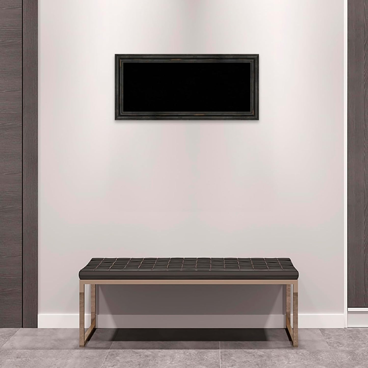 Amanti Art Black Cork Board for Wall, 15x33 Vision Board with Black Wood Frame, Medium Corkboard Office Decor for Home Organization, Country Rustic Corkboard Pinboard to Display Items for Home