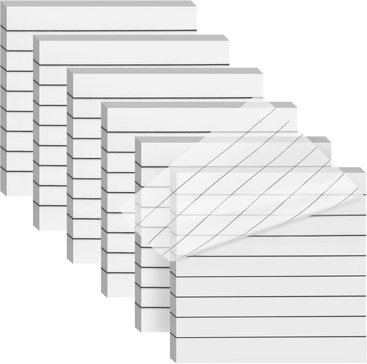 3x3 Inch Transparent Sticky Notes 300 Sheets, Clear Translucent Lined Self-Adhesive Memo Repositionable Reminder Pad for Office, College Students, Planners, Journals, School Supplies (White)