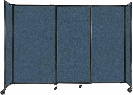 Versare Straightwall Sliding Portable Wall Partition | Freestanding Office Dividers | Locking Wheels | Temporary Room Separator | 7'2" Wide x 5' Tall Caribbean Fabric Panels