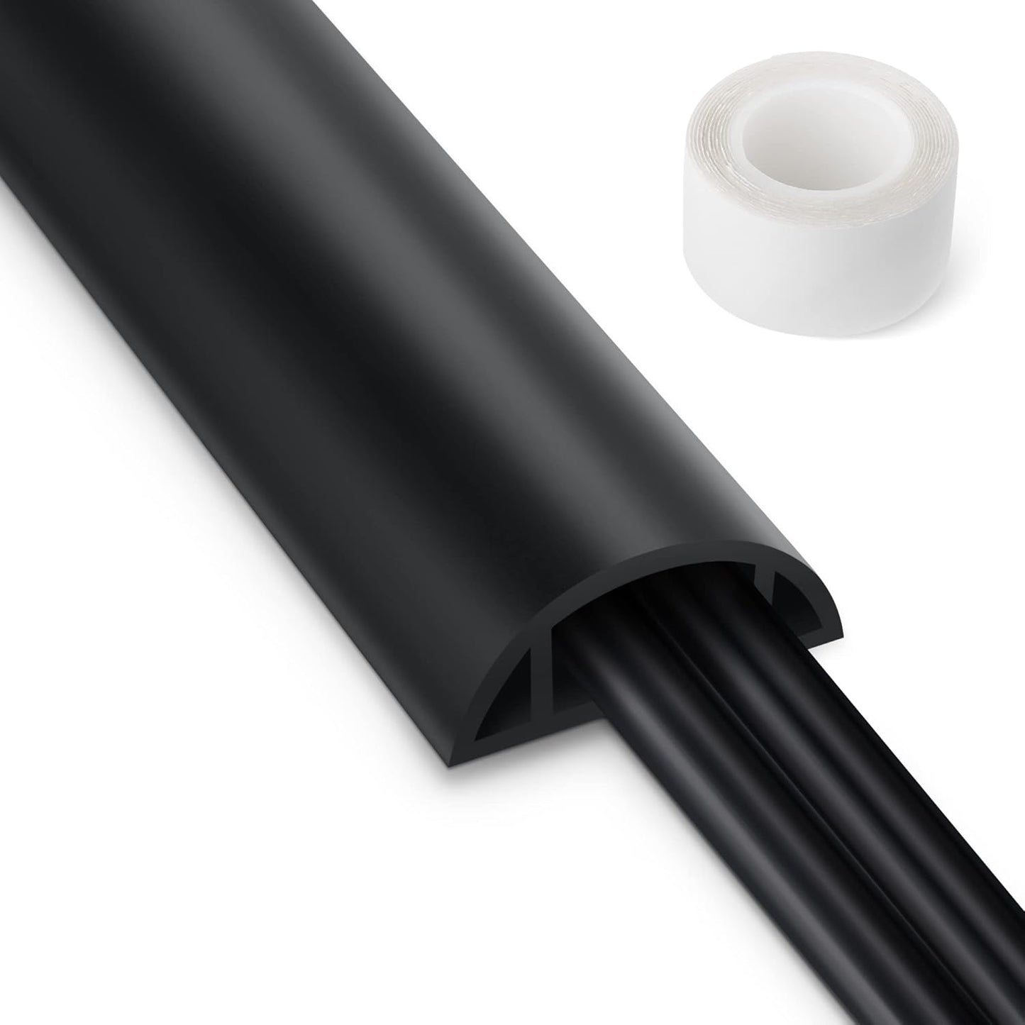 5.5FT Floor Cord Cover, Black Soft Cable Cover Floor, Large Size Extension Cord Covers for Floor, Power Cord Protector Floor Wire Cover - Cord Channel Diameter: 0.7" (W) x 0.4" (H)