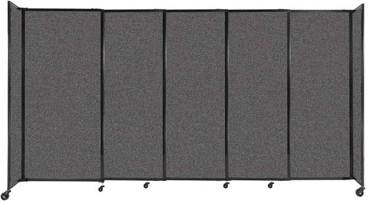 Versare Straightwall Sliding Portable Wall Partition | Freestanding Office Dividers | Locking Wheels | Temporary Room Separator | 11'3'' Wide x 6' Tall Charcoal Gray Fabric Panels