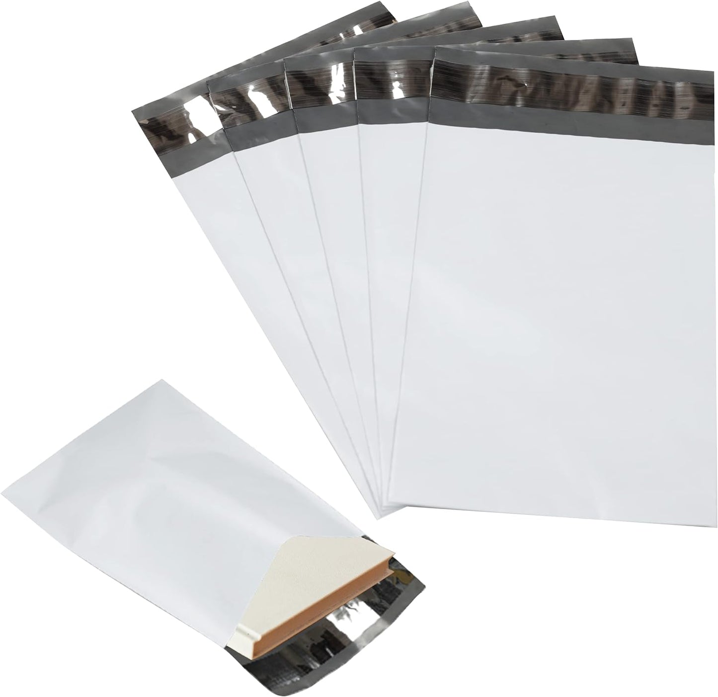 100 Pack Secure Seal White Poly Mailers Shipping Bags - Safe Shipping with 5x7Mailers Poly Bags - E-Commerce Poly Bags for Shipping - Self Sealing 2 Mil Poly Shipping Envelopes