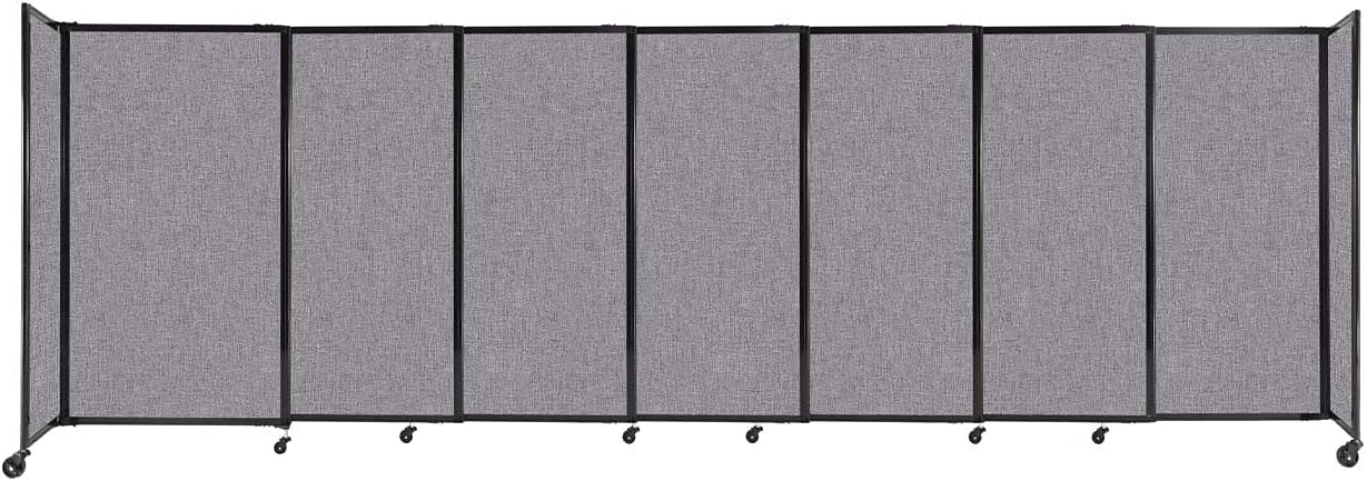 Versare Straightwall Sliding Portable Wall Partition | Freestanding Office Dividers | Locking Wheels | Temporary Room Separator | 15'6'' Wide x 5' Tall Cloud Gray Fabric Panels