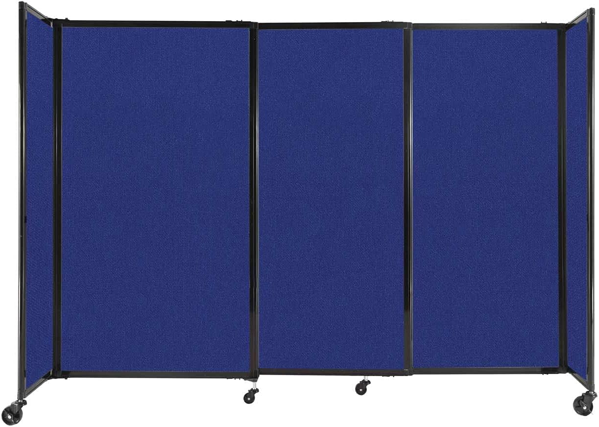 Versare Straightwall Sliding Portable Wall Partition | Freestanding Office Dividers | Locking Wheels | Temporary Room Separator | 7'2'' Wide x 5' Tall Royal Blue Fabric Panels