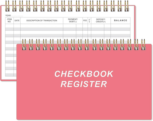 Check Registers for Personal Checkbook - A6 Blank Ledger Transaction Registers for Personal, Check Register Book for Checking and Saving Account, Deposit and Credit Card, 3,75" x 6.75", Pink