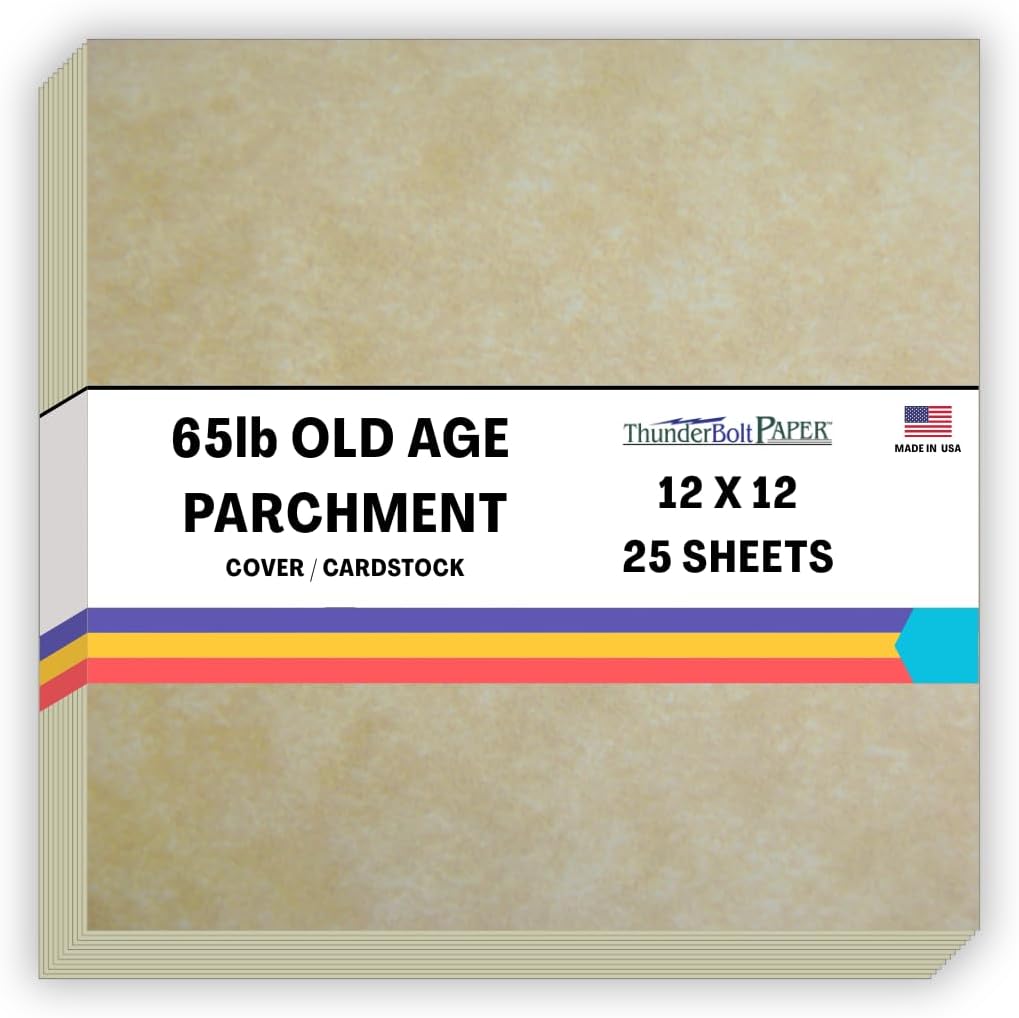 25 Old Age Parchment 65lb Cover Paper Sheets 12 X 12 Inches Cardstock Weight Colored Sheets (12"X12") Scrapbook Album|Cover Size - Printable Old Parchment Semblance Through The Processing of Pulp