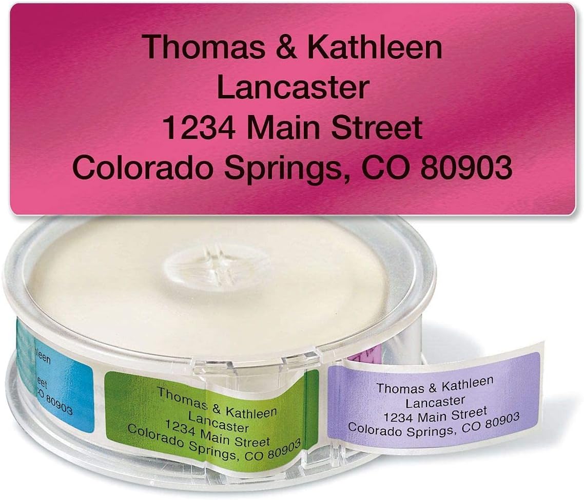 Colorful Images Metallic Rainbow Foil Rolled Return Address Mailing Labels with Dispenser, Customize with Name & Shipping Address, 250 Self Adhesive, Easy Peel Sticker Label Roll, 3/4" x 2 1/2"