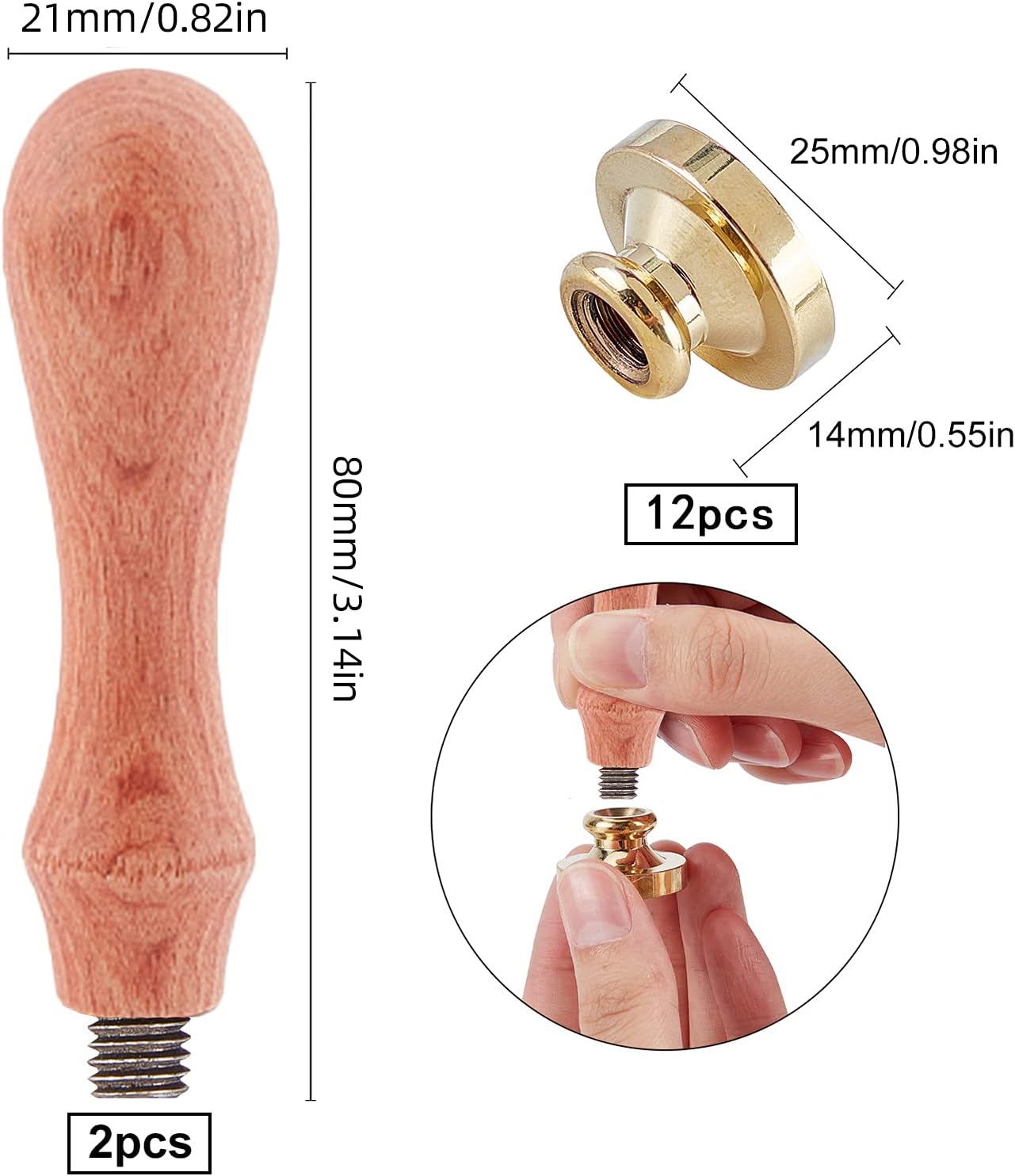 CRASPIRE Halloween Wax Seal Stamp Set 12pcs Sealing Wax Stamps 25mm Retro Removable Brass Heads with 2pcs Wood Handle for Wedding Invitations Envelopes(Skull Pumpkin Bats Ghost Spider Web Skeleton)