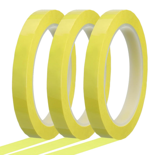 MECCANIXITY Whiteboard Tape 1/2" x 72 Yard Pinstripe Graphic Chart Line Grid Marking Tapes for Classroom Office Dry Erase Board Art, Light Yellow, Pack of 3