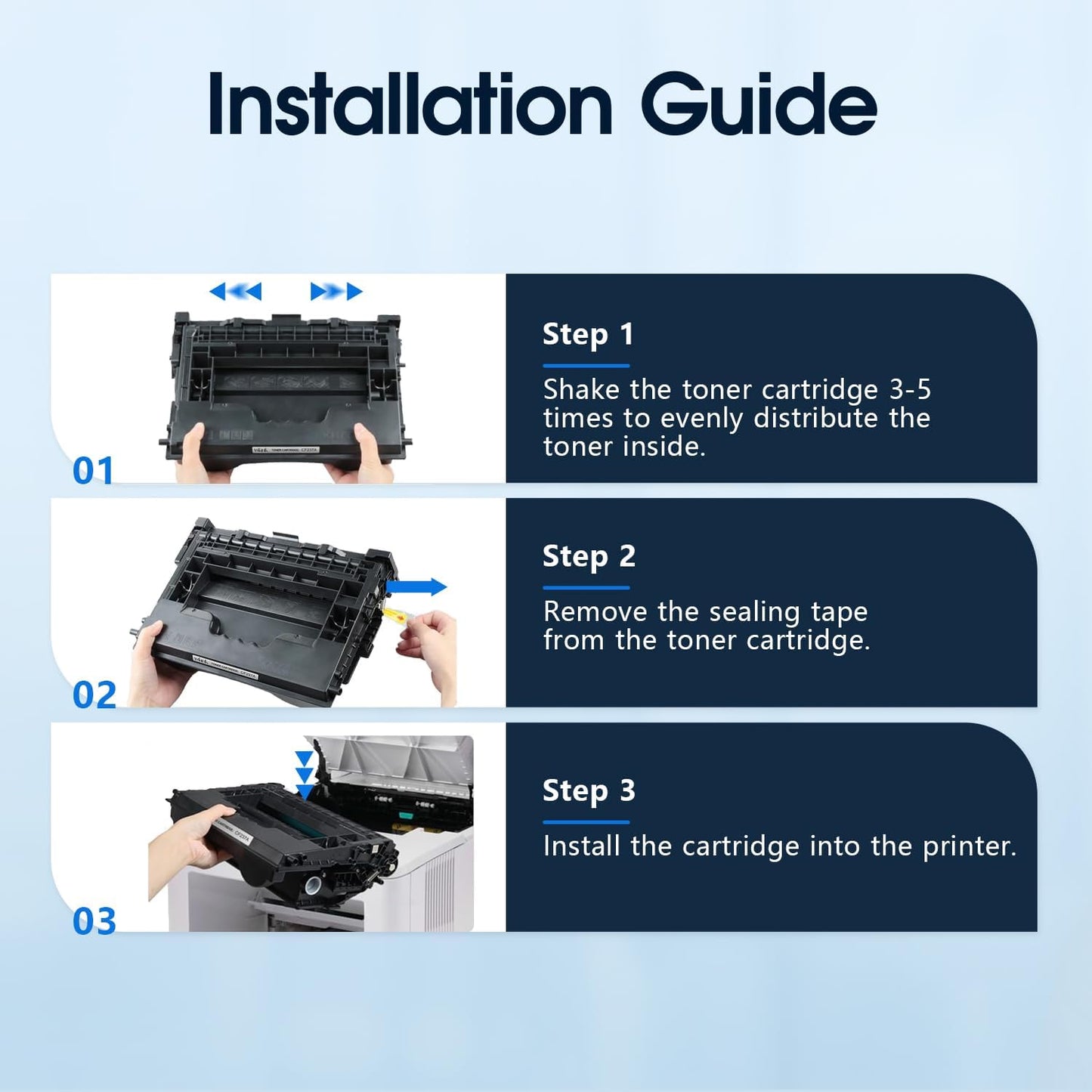 37A Black Toner Cartridges Replacement Compatible for 37A CF237A M607 M608 Toner Enterprise M607n M607dn M608n M608dn M608x M609 MFP M631 M632 M633 Printer (2 Black)