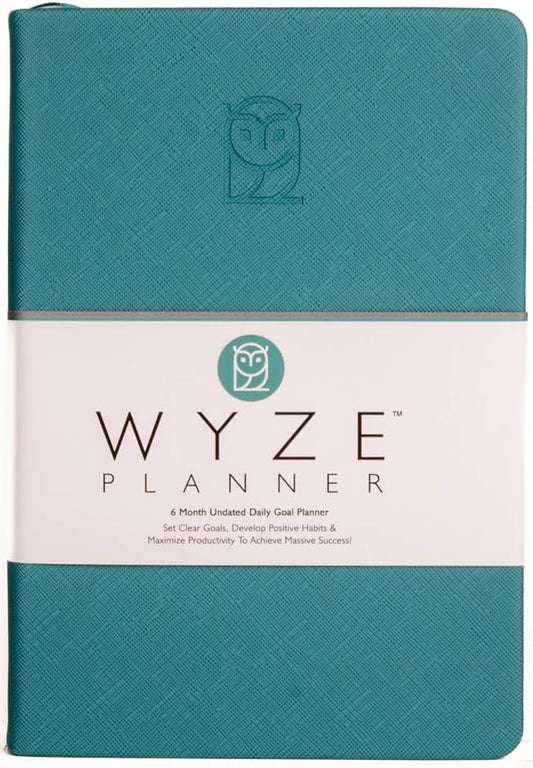 Undated Daily Planner – 6-Month A5 Productivity Organizer with Full Page Per Day, Hourly Schedule, Goal Setting, Habit Tracker, Weekly & Monthly Pages – Hardcover Time Management Notebook (Turquoise)