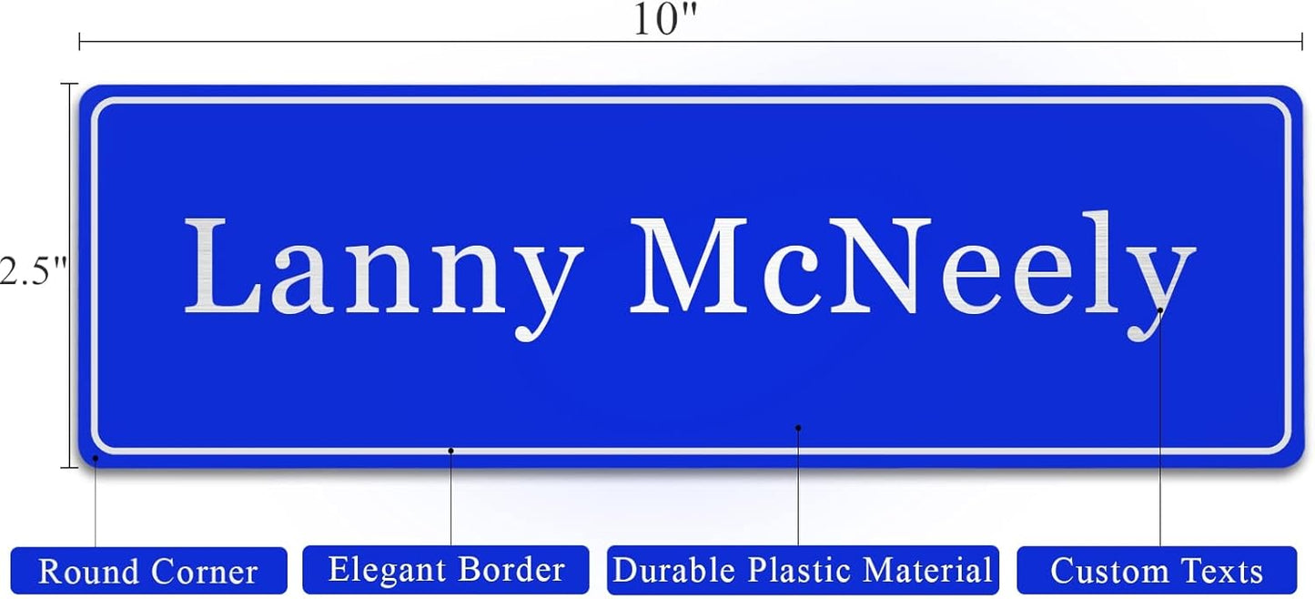 Custom Office Engraved Name Plate, Personalized Elegant Name Plates for Door or Wall Sign, Door Name Plate with Adhesive, Laser Engraving, 10 Colors Available (2.5" x 10")