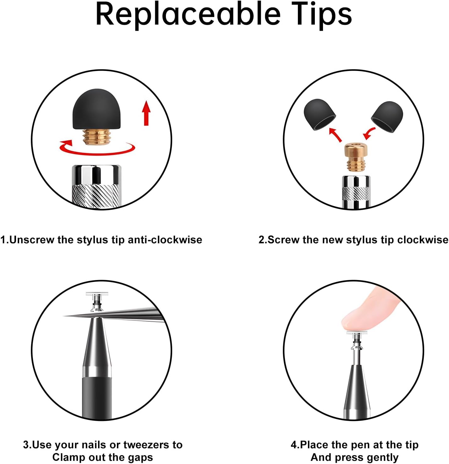 Bopomofo Stylus (5 Pcs),2-in-1 Stylus Pen for Touchscreen, High Precision and Sensitivity, Suitable for iPhone/ipad/Android Tablets, Compatible with Touch Screens,Black