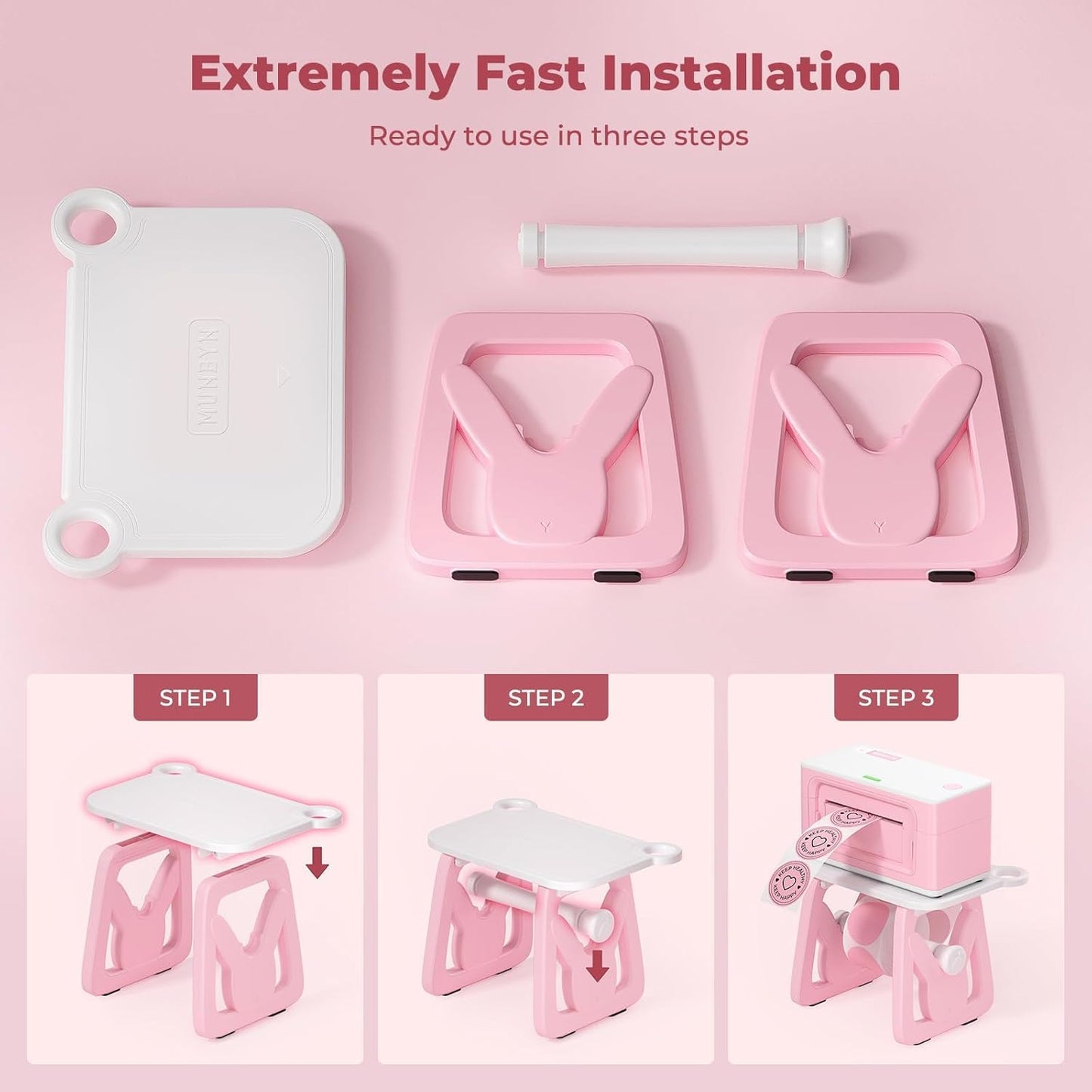 MUNBYN Label Holder for Rolls and Fanfold Labels, Thermal Sticker Holder for Desktop Thermal Printer, Accessory Supplies for Home, Office, Small Business