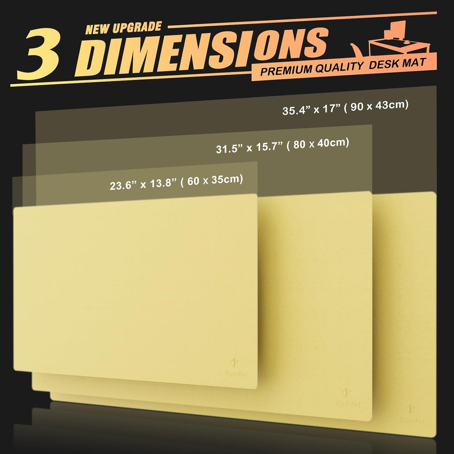 K KNODEL Small Office Leather Desk Mat, Mouse and Keyboard Pad, Computer and Laptop Mat, Desktop Protector and Cover, Writing Pad and Blotter (23.6"x13.8", Yellow)