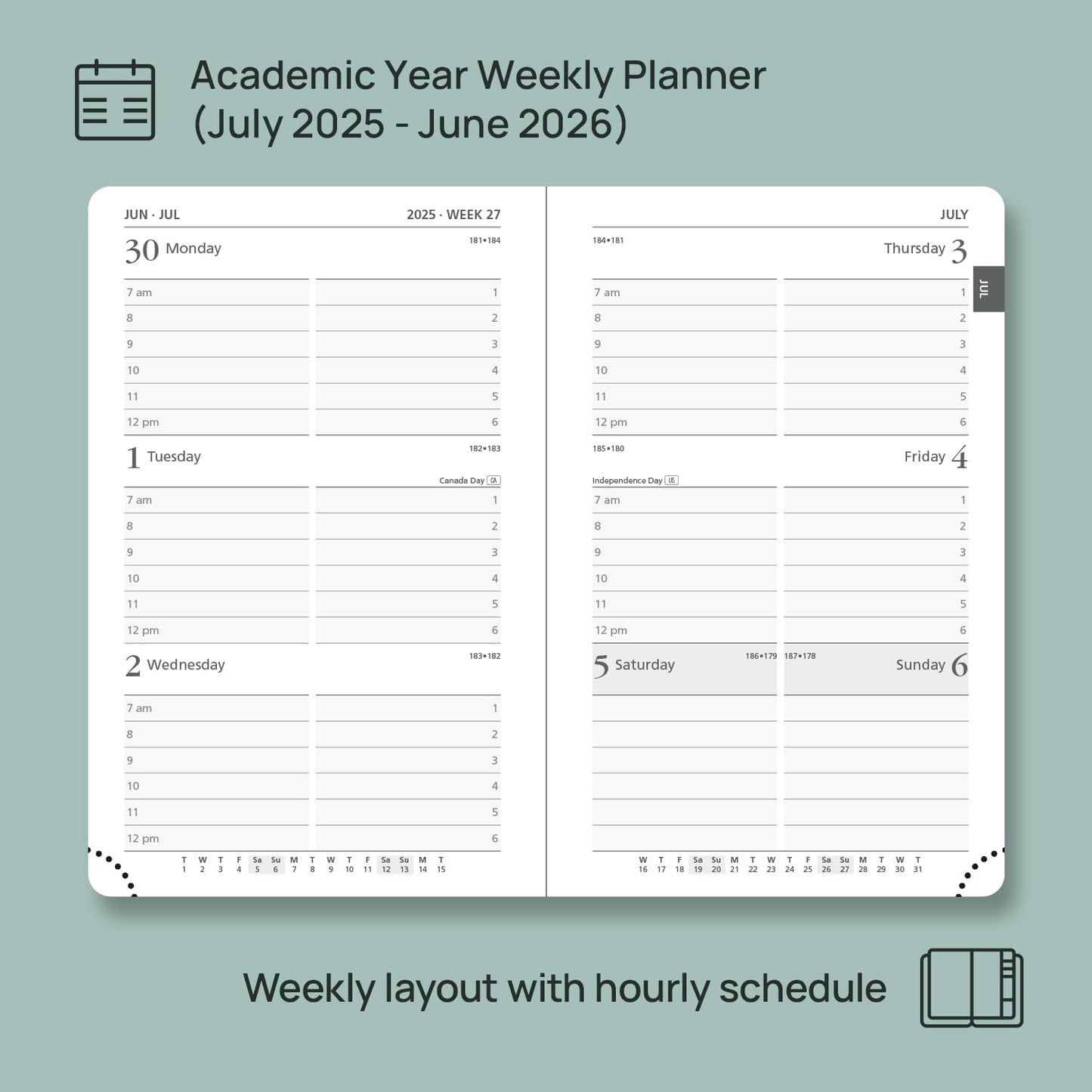 POPRUN Pocket Planner 2025-2026 (Purse Size 4'' x 6.25'') Academic Small Calendar (July 2025 - June 2026) with Hourly Time Slots, 100GSM Thick Papers, Leather Soft Cover - Night Sky Blue