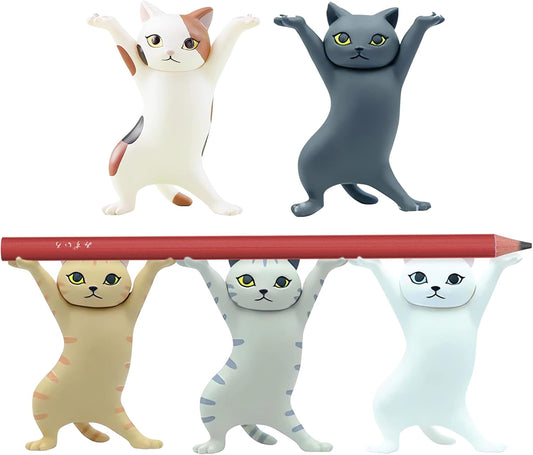 ATHAND Cute Gifts Desk Decor Funny Office Decor Cute Pen Holder Funny Office Desk Kawaii Dancing Cat (5 Cats Set)