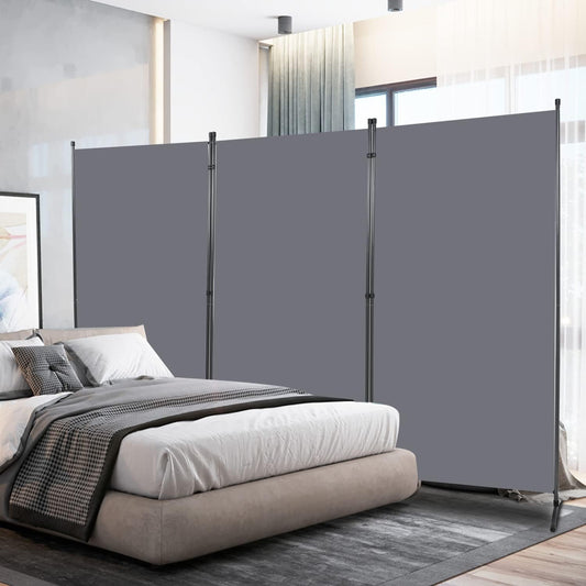 Room Divider 6FT Folding Privacy Screens, Partition Room Dividers w/Freestanding Design, Portable Wall Divider for Room Separtation, Fabric Screen Panel for Home Office Dorm (Grey, 3 Panel)