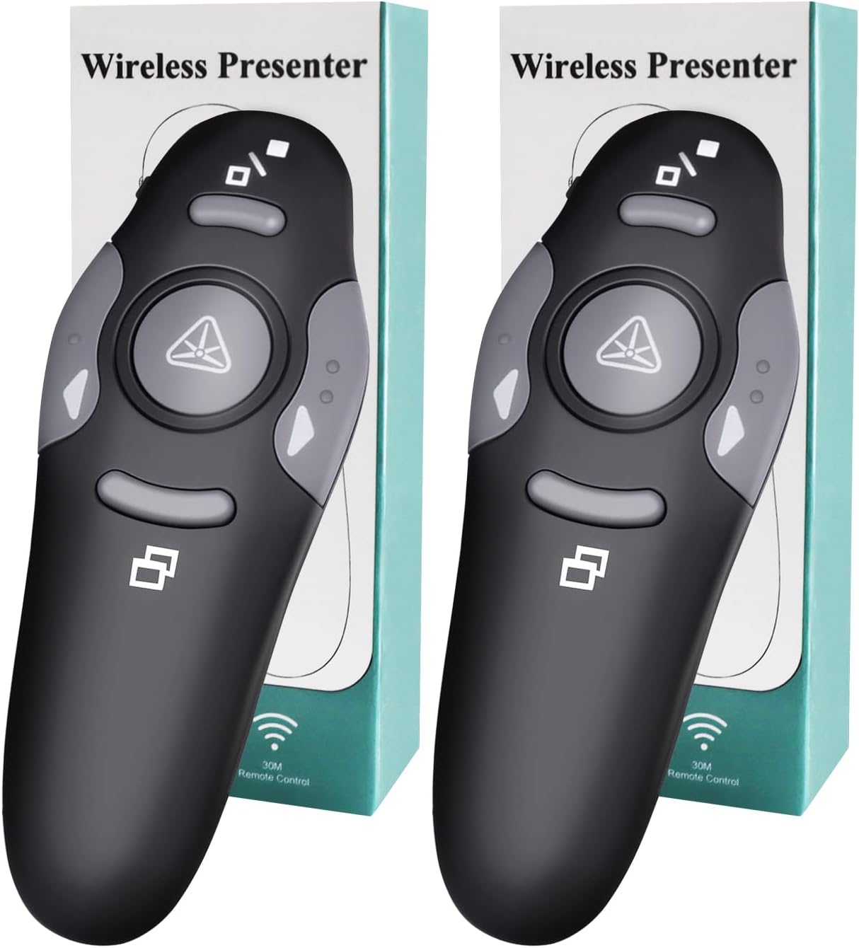 (2 Units) Wireless Presentation Clicker for PowerPoint, Wireless Presenter Remote with Laser Pointer Slide Clickers for Mac/Windows/Linux, Computer/Laptop, Google Slide/PPT/Keynote