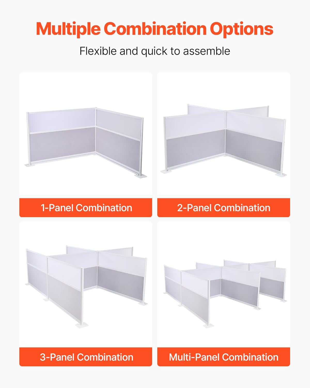 VEVOR Office Divider Privacy Partitions, 2-Pack, 72" x 48" Room Divider Walls, PET Workstation Cubicle Partition with Frosted Acrylic Windows, Freestanding Privacy Panels for Office Library School