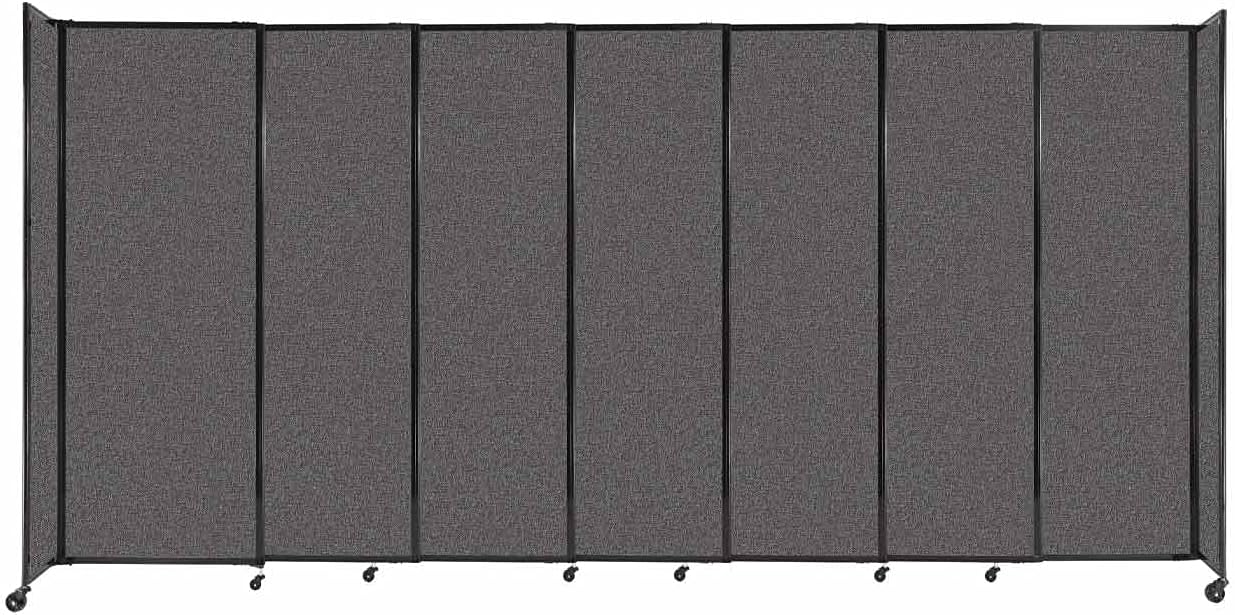 Versare Straightwall Sliding Portable Wall Partition | Freestanding Office Dividers | Locking Wheels | Temporary Room Separator | 15'6'' Wide x 7'6'' Tall Charcoal Gray Fabric Panels