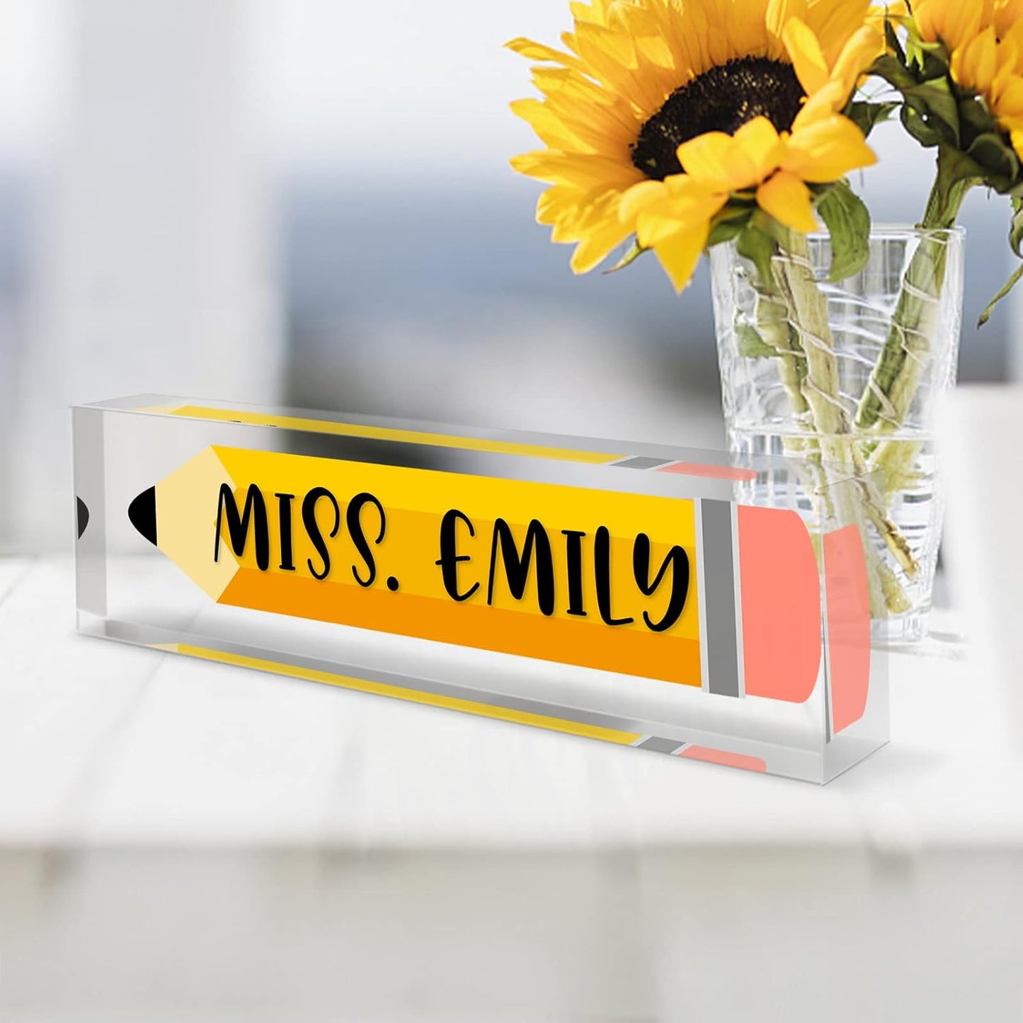 Gowelly Office Acrylic Teacher Name Plate for Desk |Desk Name Plate Personalized| Custom Teacher Appreciation Gifts in Bulk |Office Teacher Supplies Gifts for Women|Gifts for Teachers